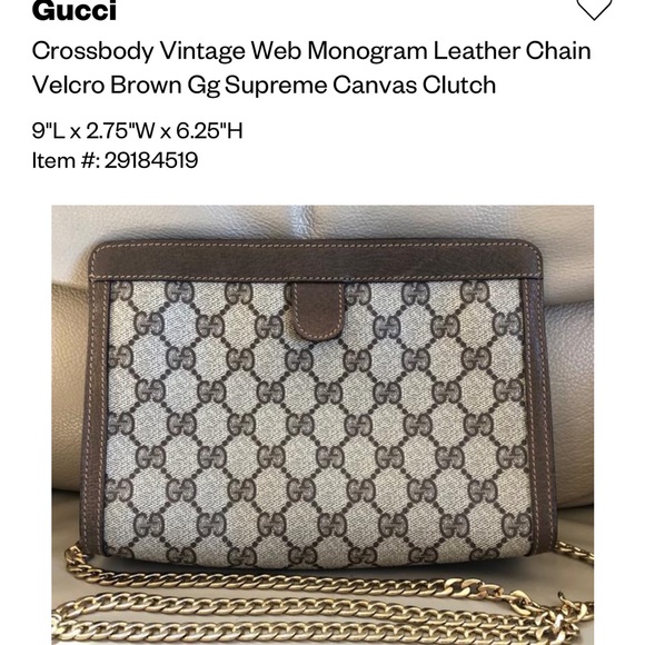 Gucci Web Monogram Canvas Brown Leather Clutch - Picture 2 of 8